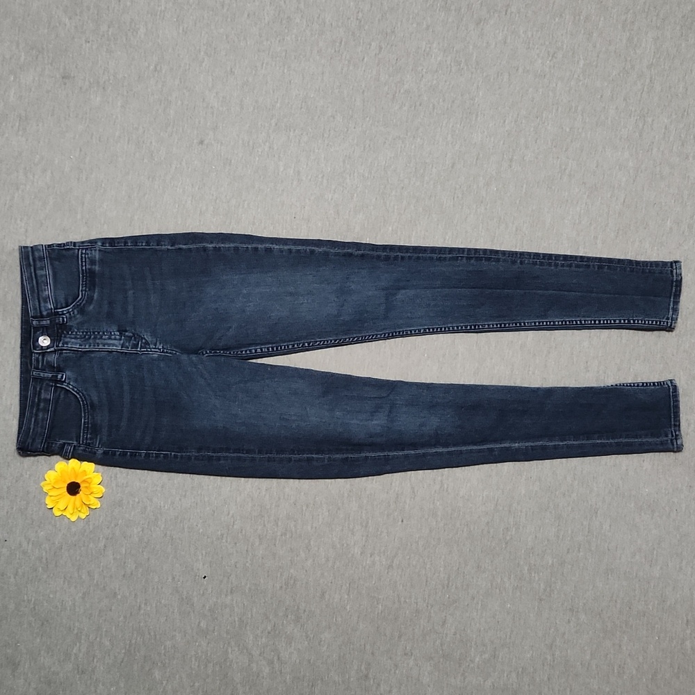 H&M DIVIDED High Rise Super Skinny Dark Denim Navy Blue Scrunch Jeans Jeggings